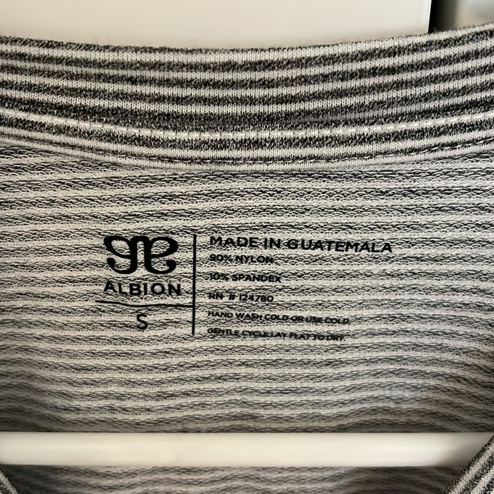 Albion Basic Tee, Grey Micro Stripe - image 3